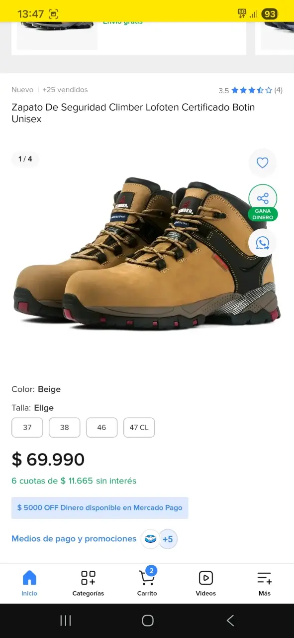 Zapatos de seguridad ambos en 50 mil talla 42 - 2