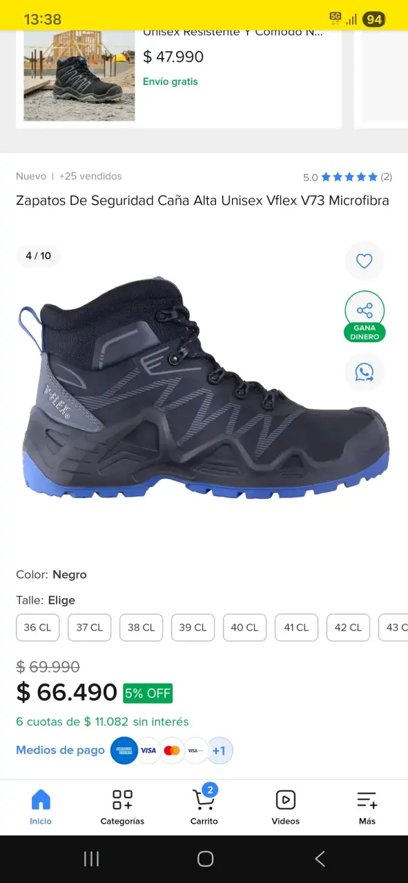 Zapatos de seguridad ambos en 50 mil talla 42 - 3