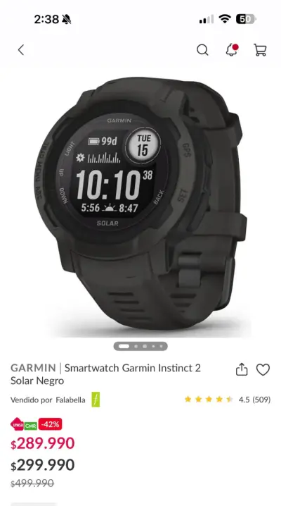Reloj inteligente Garmin solar instinct 2 - miniatura 3