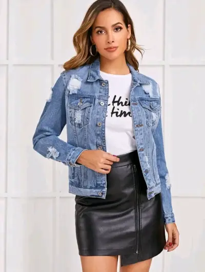 Chaqueta de mezclilla desgastada talla XS - miniatura 1