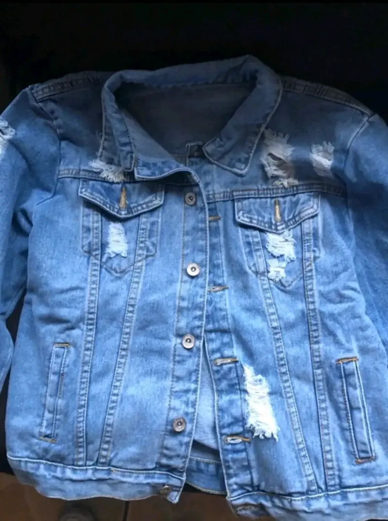 Chaqueta de mezclilla desgastada talla XS - 2