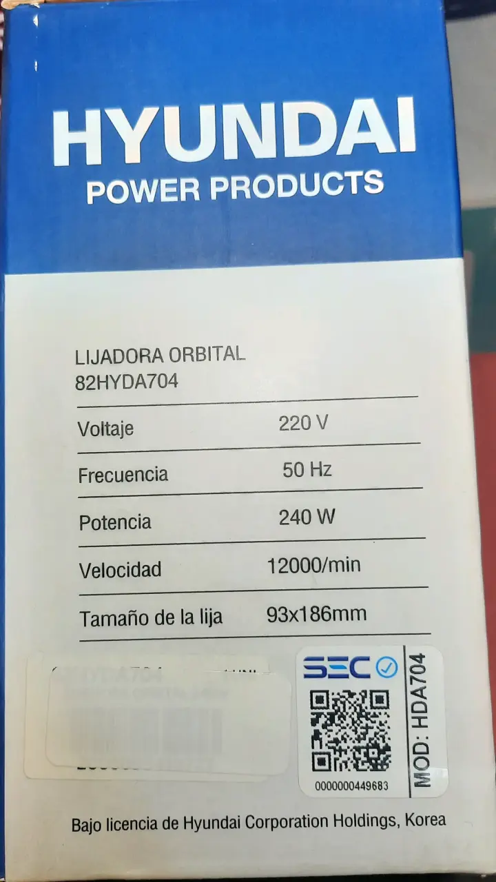 Lijadora Orbital Hyundai 240W - 2