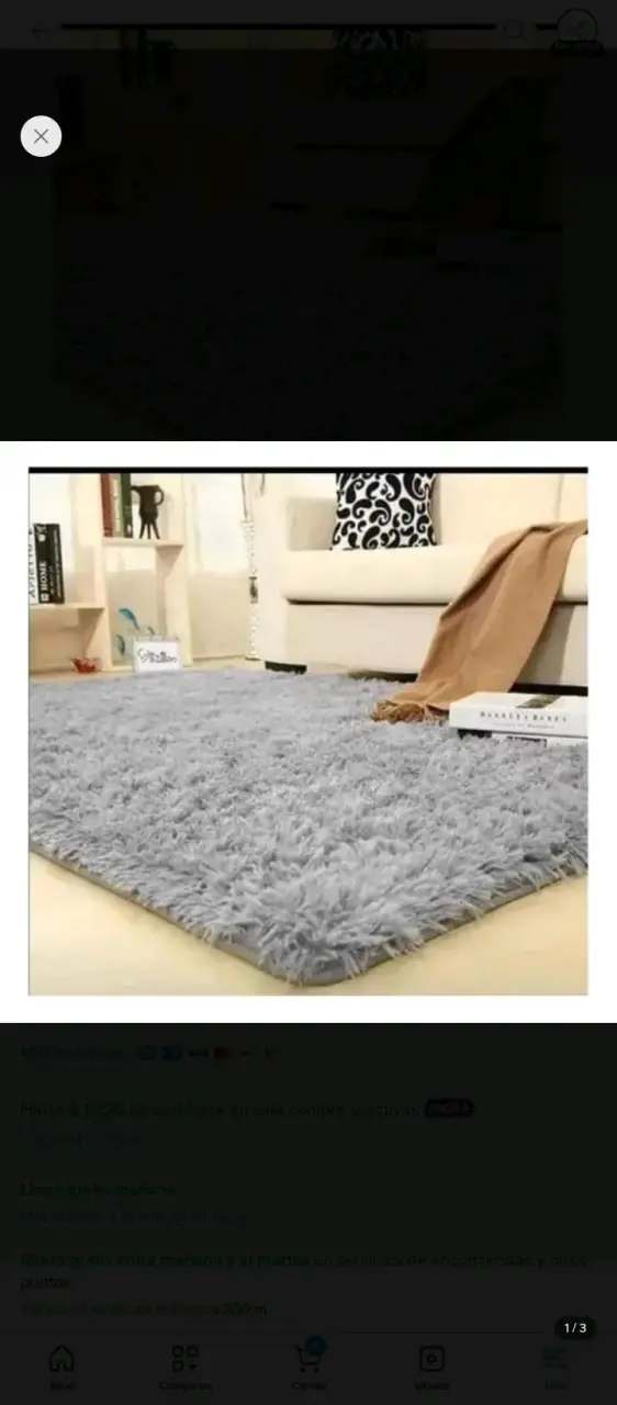 Alfombra gris peluda 300x200