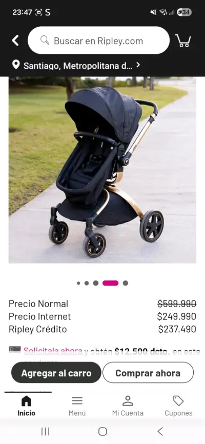 Coche de bebé negro - miniatura 1