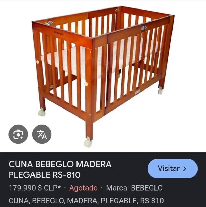 Cuna de madera plegable con colchón bebeglo - 3