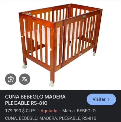 Cuna de madera plegable con colchón bebeglo - miniatura 3