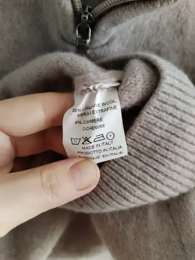 Suéter beige con cierre - miniatura 5