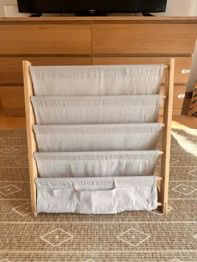 Librero infantil montessori madera y tela - miniatura 1