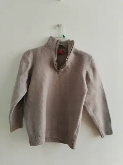 Suéter beige con cierre - miniatura 2
