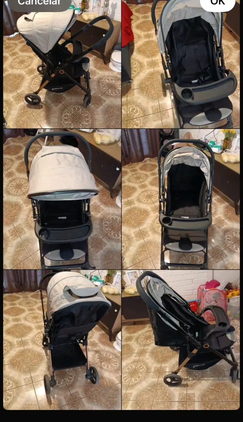Coche de bebé plegable gris