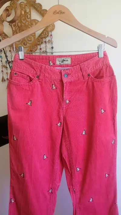 Pantalones rojos bordados L.L. Bean - miniatura 1