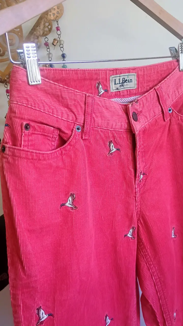 Pantalones rojos bordados L.L. Bean - 2