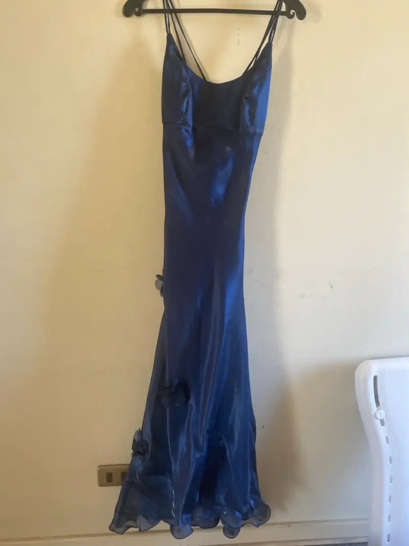 Vestido de satin azul Irol - 3