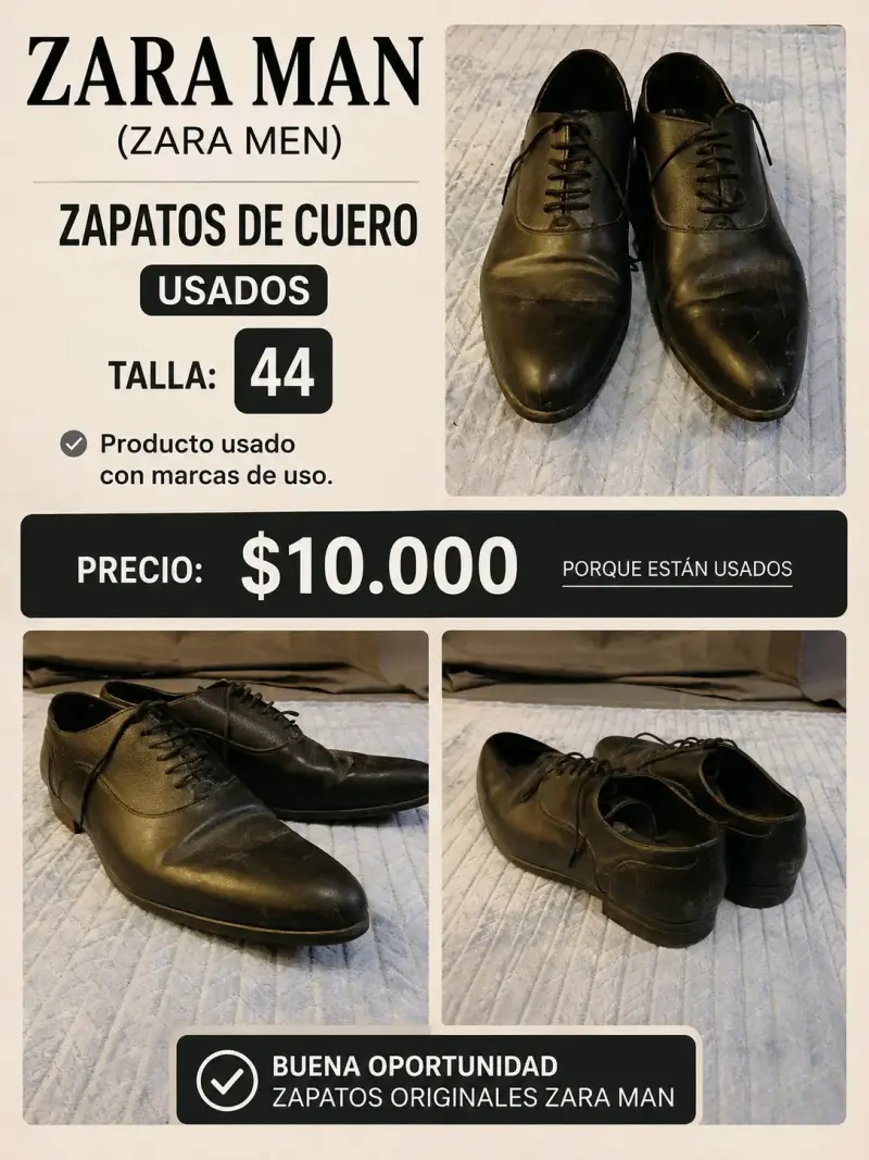 Zapatos de cuero Zara Man usados