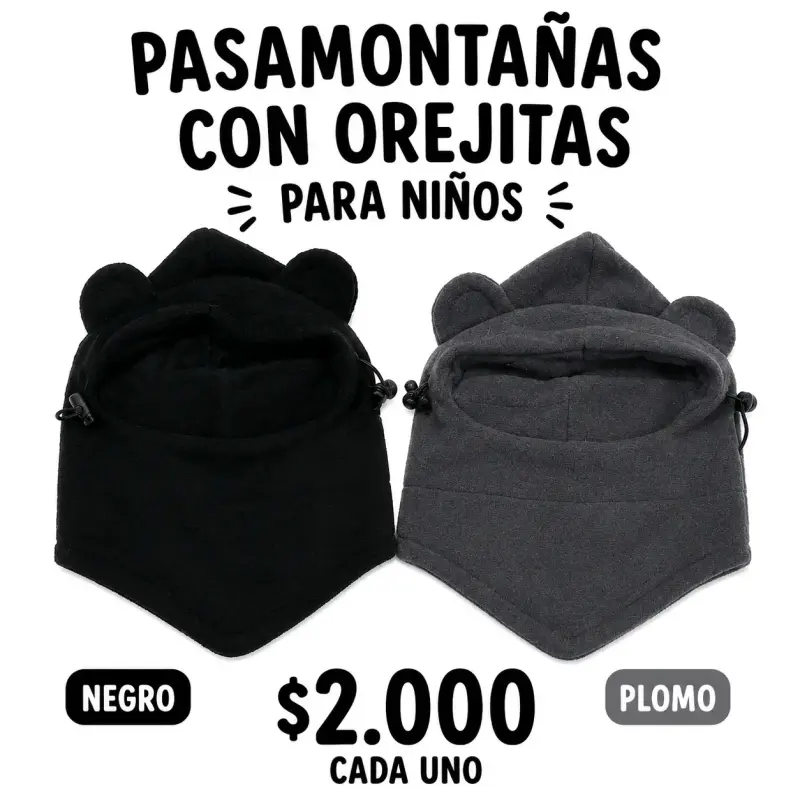 Pasamontañas con orejitas para niños