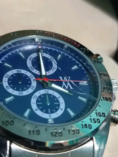 Reloj cronógrafo plateado azul - miniatura 2