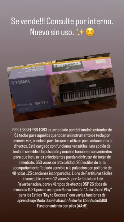 Teclado Yamaha PSR-E383 - miniatura 2