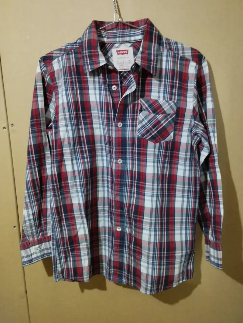 Camisa a cuadros roja y azul para adolescente - 1