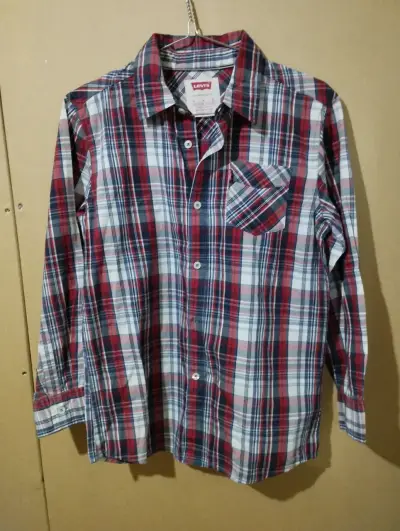 Camisa a cuadros roja y azul para adolescente - miniatura 1