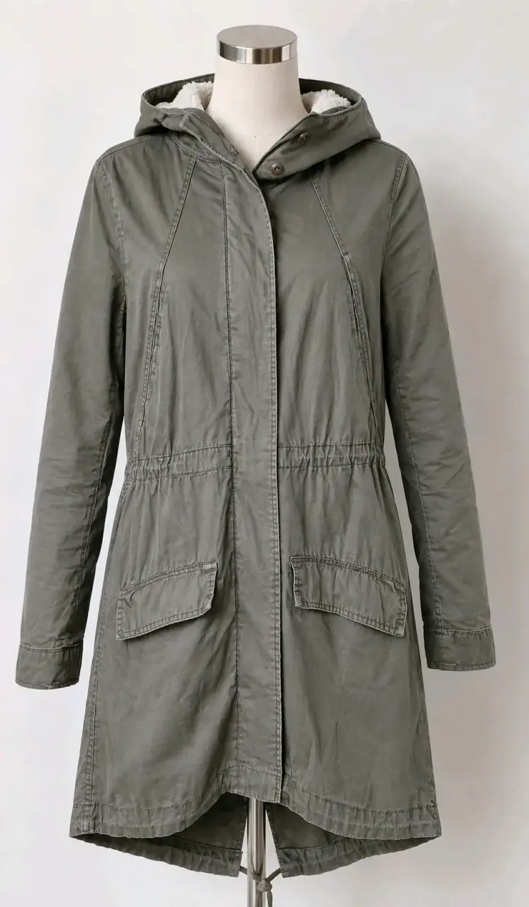 Parka verde con capucha - 1