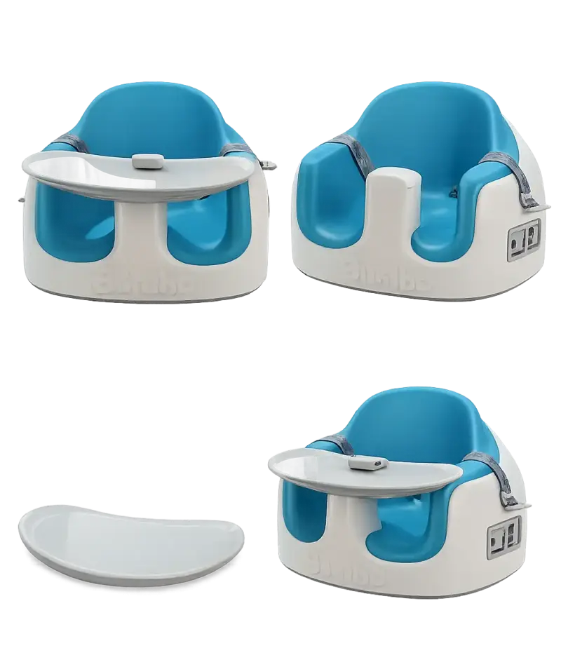 Silla para bebé azul con bandeja