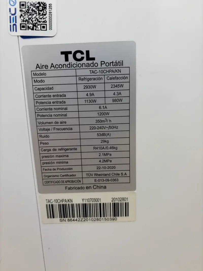 Aire acondicionado portátil TCL - 6