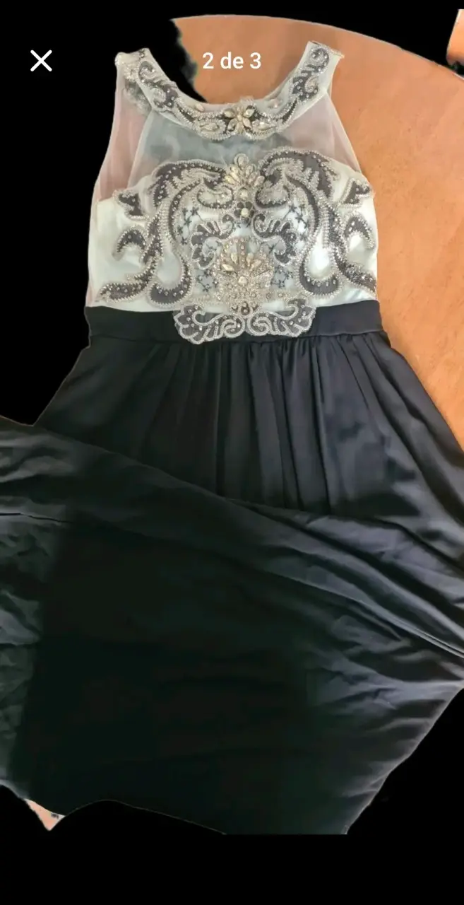 Vestido fiesta elegante blanco y negro - 1