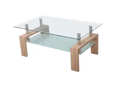 Mesa de centro vidrio y madera - miniatura 1