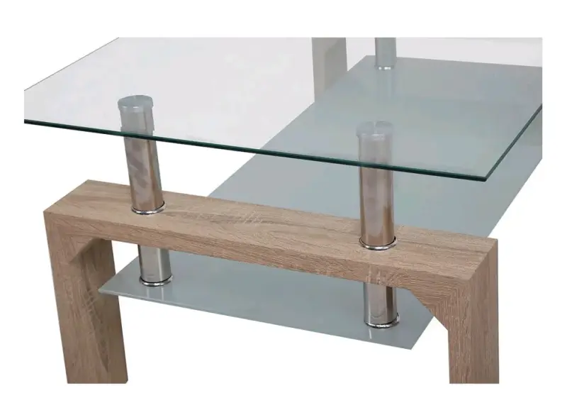 Mesa de centro vidrio y madera - 2