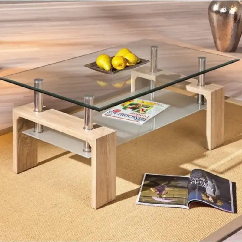 Mesa de centro vidrio y madera - 3