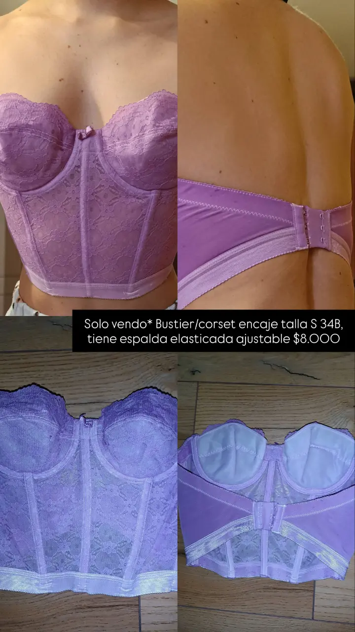 Bustier lila encaje ajustable