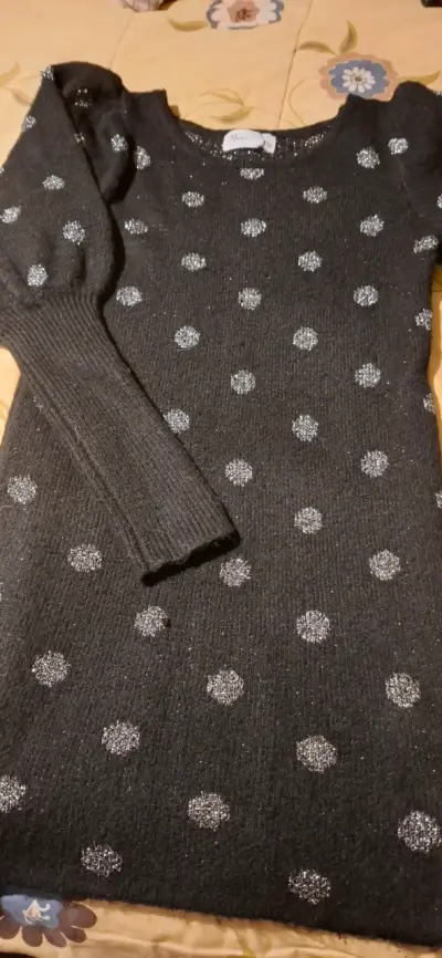 Minivestido negro con puntos brillantes - miniatura 4