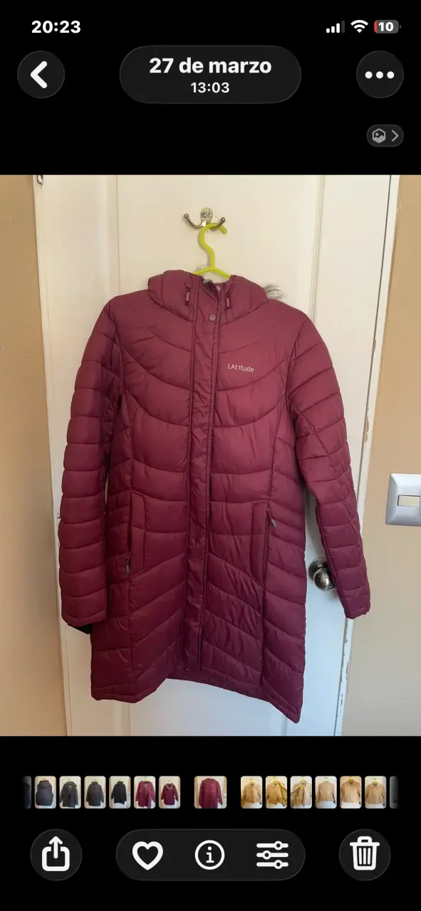 Parka larga burdeos con capucha - 1