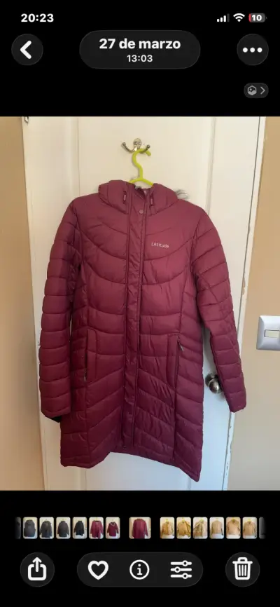 Parka larga burdeos con capucha - miniatura 1