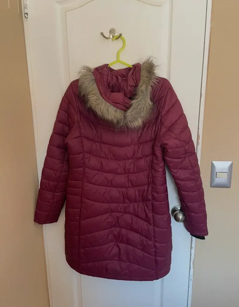 Parka larga burdeos con capucha - 2