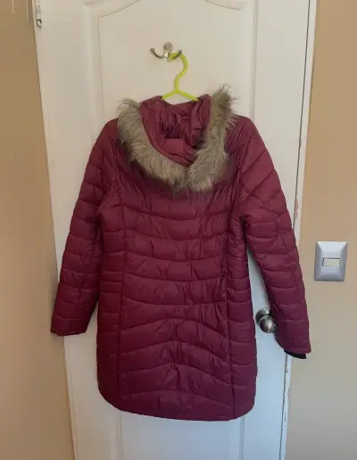 Parka larga burdeos con capucha - miniatura 2