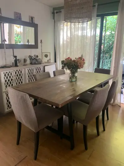 Conjunto comedor madera rústico - miniatura 1