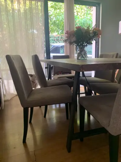 Conjunto comedor madera rústico - miniatura 2
