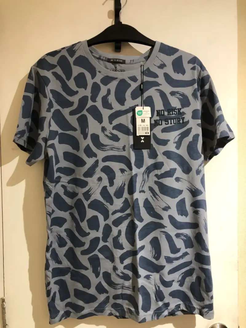 Polera azul estampada 'No Risk' - 1
