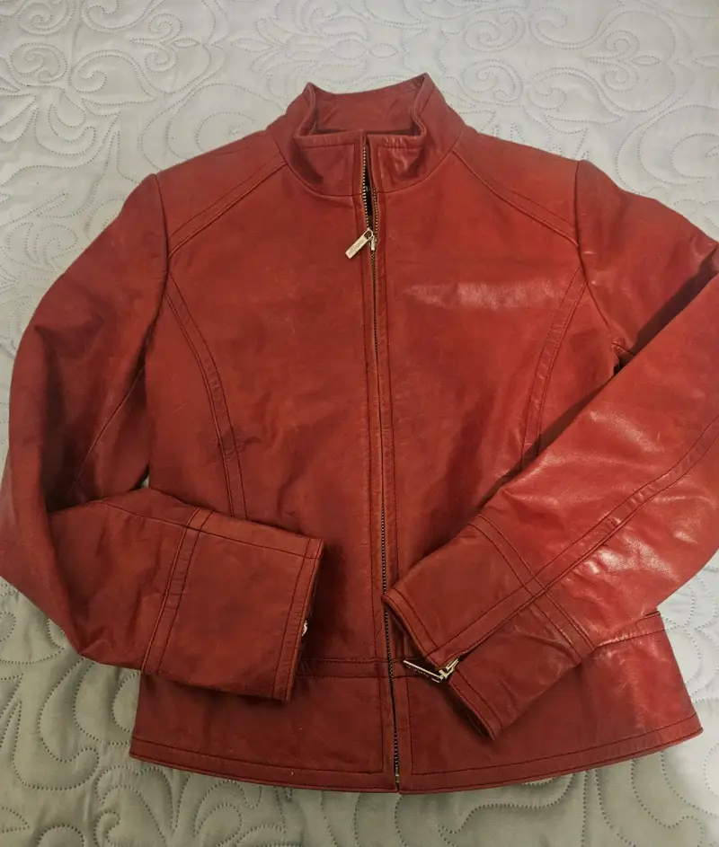 Chaqueta de cuero roja mujer - 1