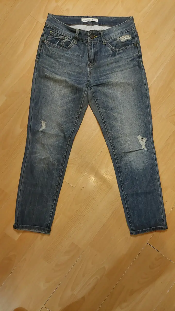 Jeans desgastados azul oscuro - 1