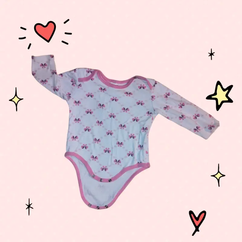 Pack 6 Bodys bebé estampado lazos, talla 3-6 meses - 1