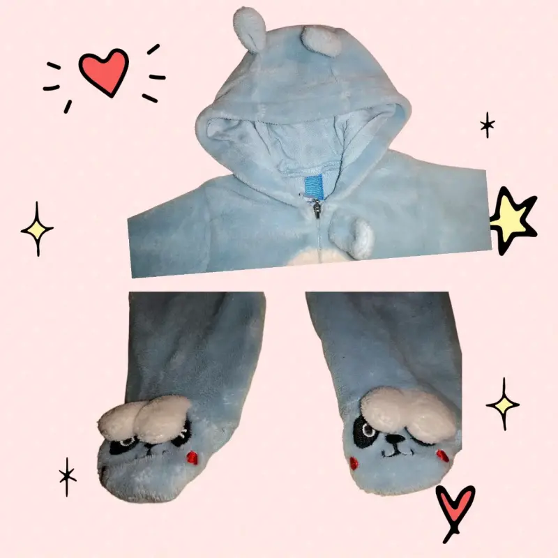 Pijama infantil azul con orejas - 2