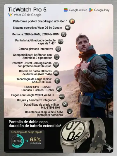 TicWatch Pro 5 NUEVO SELLADO - miniatura 6