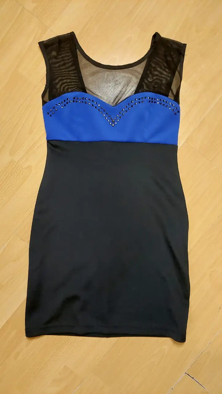 Vestido negro y azul sin mangas - 2