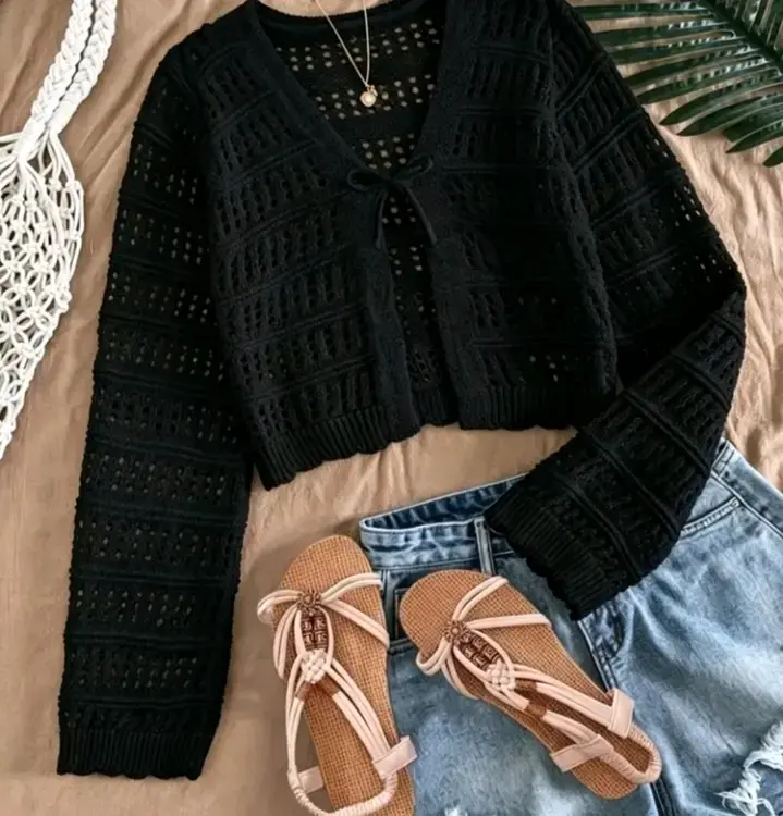 Chaqueta de punto negra - 1