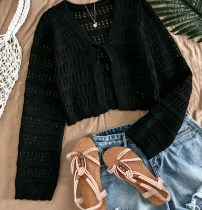 Chaqueta de punto negra - miniatura 1