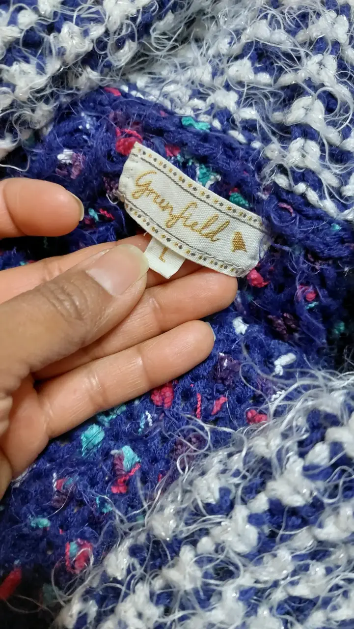 Cardigan tejido azul y gris - 3