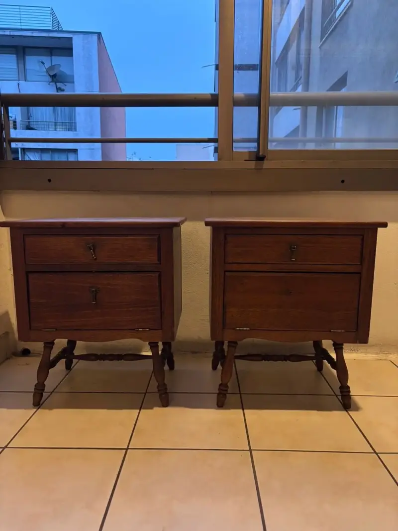 Veladores de madera vintage estilo colonial americ - 1