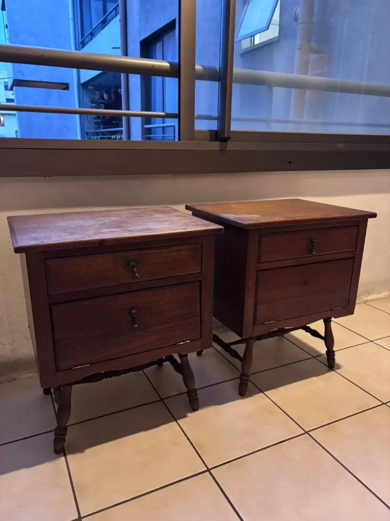Veladores de madera vintage estilo colonial americ - 2